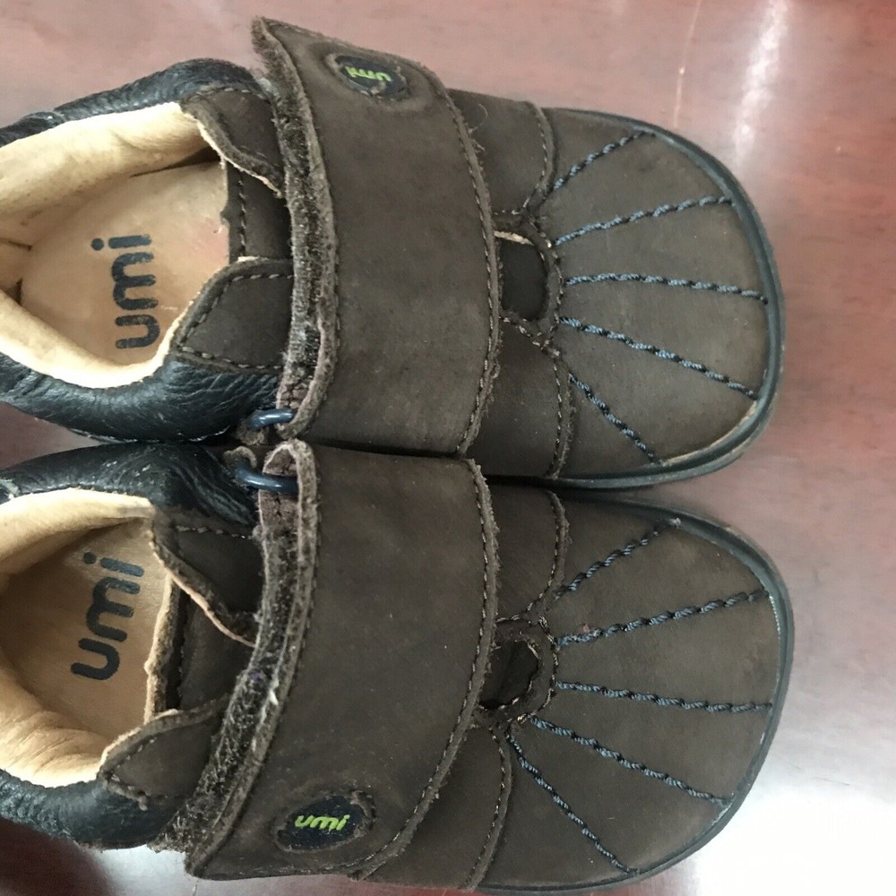 Umi Brown Genuine Leather Crib Infant Shoes Size 5 Baby Boy - Picture 3 of 5